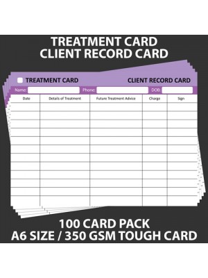POSH PANDA CLIENT RECORD CARD TREATMENT CARDS - 100 PACK