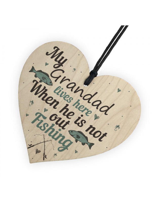 Grandad Lives Here CARP Fishing Wooden Sign Father Plaque GIFTS