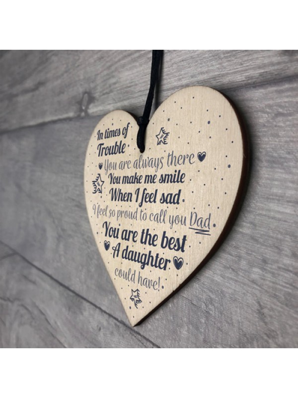 Gifts For Dad Wooden Heart FATHERS DAY Birthday Gift For Him 