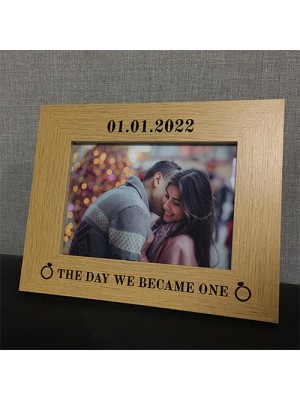 Beautiful Wedding Anniversary Gift Personalised Wood Photo Frame