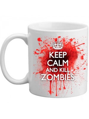 Keep Calm and Kill Zombies Novelty Blood Spatter Bloddy Mug