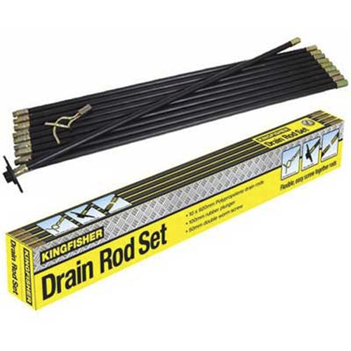 Plumbers Drain Rods Set Incl Plunger and Worm