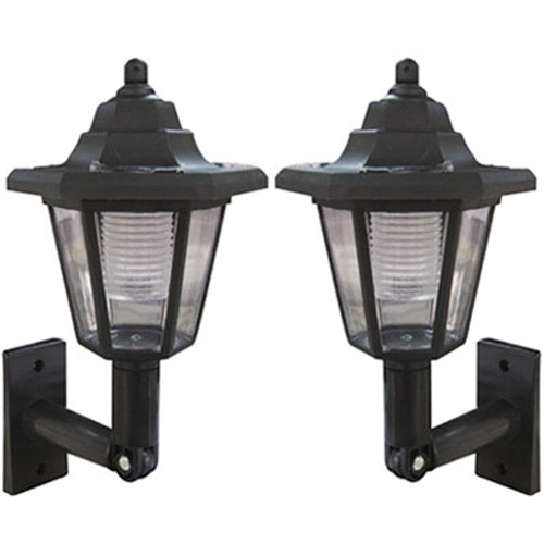 2 x Traditional Outdoor Black Solar Lantern