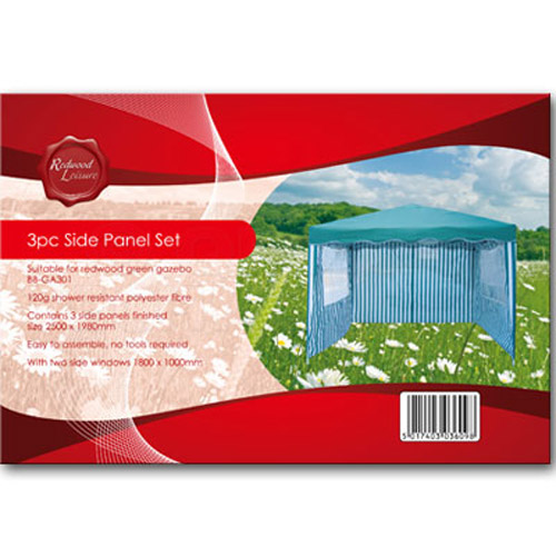 2.5m x 2.5m Green Instant Pop Up Gazebo Set of 3 Walls