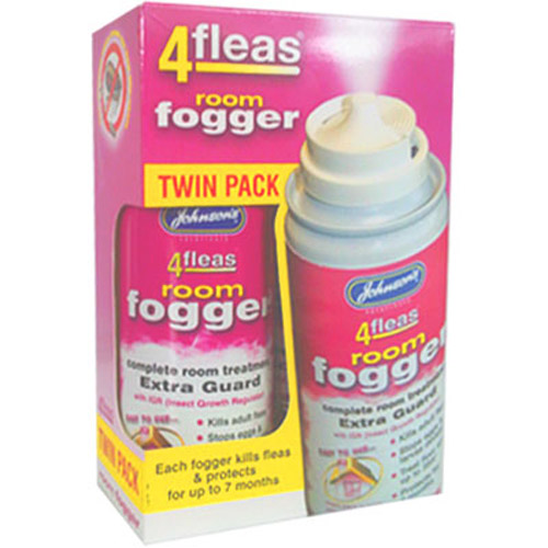 JOHNSONS 4 FLEAS TWIN PACK FLEA FOGGER KILLER BOMB 2 CANS HOUSEHOLD