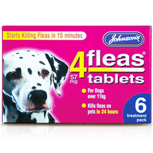 JOHNSONS 4 FLEAS TABLETS for LARGE DOG / 11KG+ 6 TREATMENT PACK