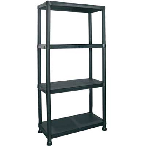 4 Tier Tough Black Plastic Shelves / Shelving