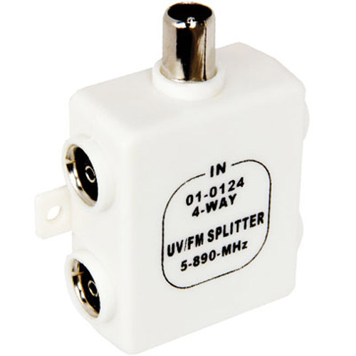 4 Way Indoor Coaxial Port Signal Splitter - Wideband VHF,UHF,FM