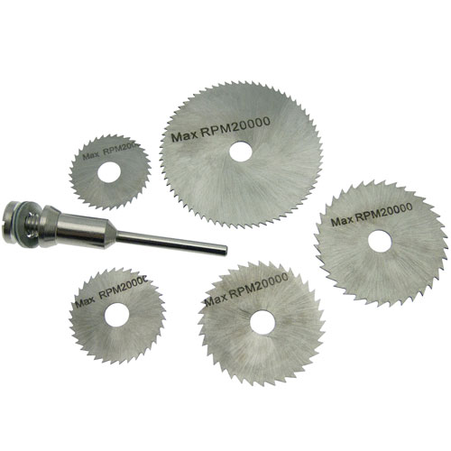 6 Pc HSS Saw Disc Wheel Blades - 22-44mm & Mandrel