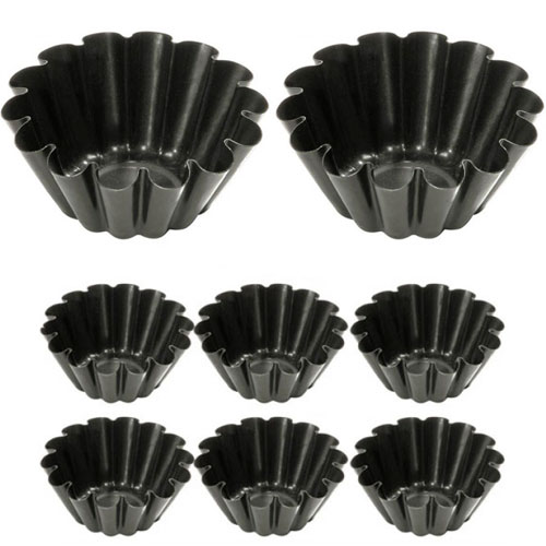Set of 8 Non Stick Mini Fluted Round Small Cake Tart Baking Tins Party Cakes