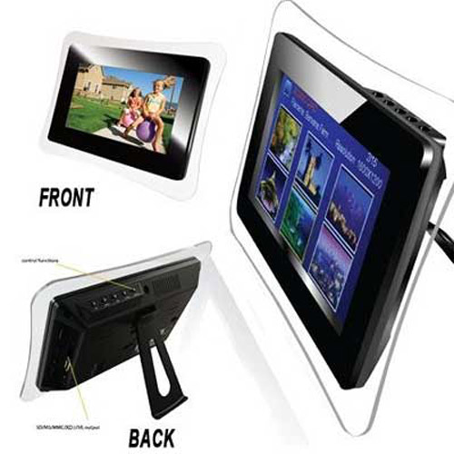 7" LCD Digital Photo Frame With 3D Slide Show & Clock/Calender