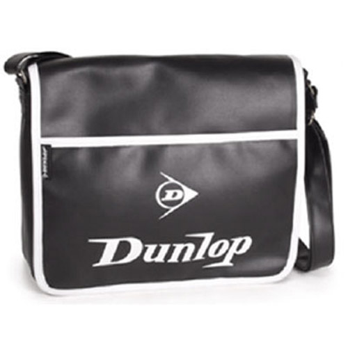 Dunlop Retro Messenger Flap Bag - Black / White