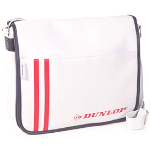Dunlop Retro Messenger Flap Bag - White / Red Stripe