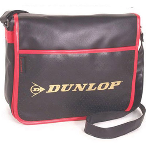 Dunlop Retro Messenger Flap Bag - Black/Red