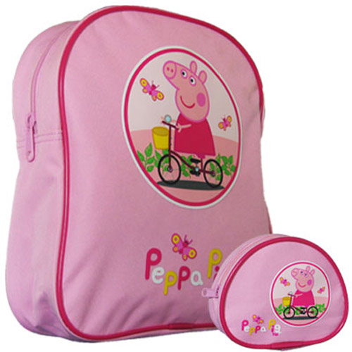 Peppa Pig Pink Bike Backpack & Money Purse