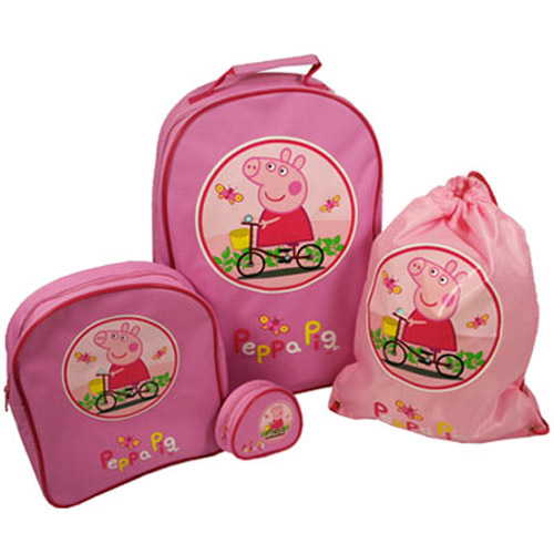 Peppa Pig Pink Bike Luggage Travel Set - 4 Piece