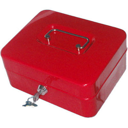 Steel Security 8 inch Money Petty Cash Box with 2 Keys (Red)