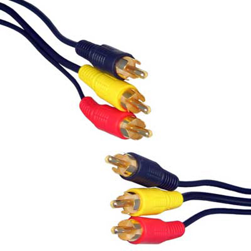 3 x RCA Phono Audio Video Cable Gold - 20m