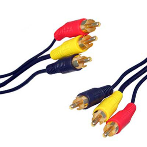 3 x RCA Phono Audio Video Cable Gold - 10m