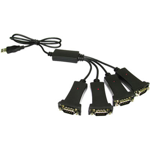 80CM USB 2.0 AM-4xDB9 RS232 MALE Black Serial Adaptor