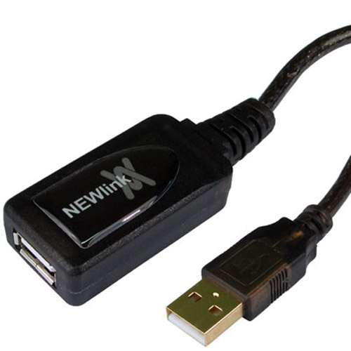 10M USB 2.0 AM-Female Boosted Black Extension Cable