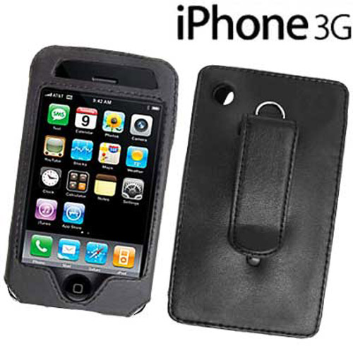 Leather Look Pocket Pouch Case for Apple iPhone 3G - Black