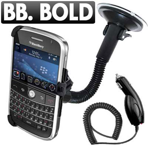 Suction Car Holder For Blackberry Bold 9000 & Car Charger Kit