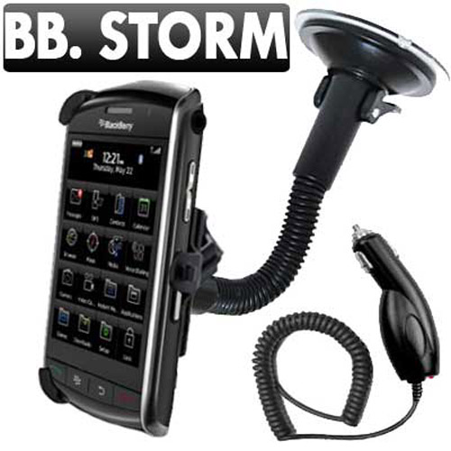 Suction Car Holder For Blackberry Storm 9500 & Car Charger Kit
