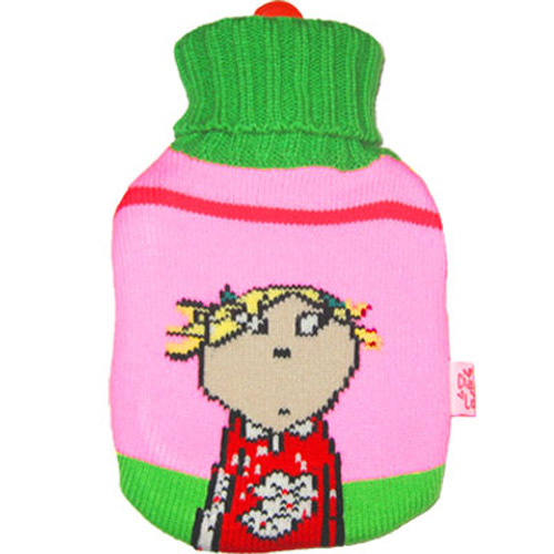 Mini Childrens Hot Water Bottle & Cover Charlie and Lola - Pink