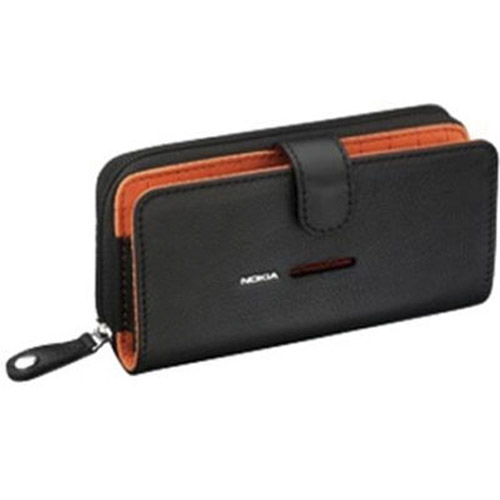 Nokia CP-502 Universal Wallet Case / Black With Orange Lining
