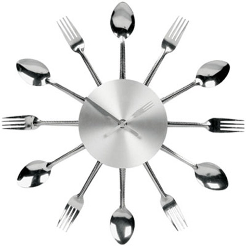 Kitchen Wall Cutlery Clock - Made Of Knifes, Forks & Spoons