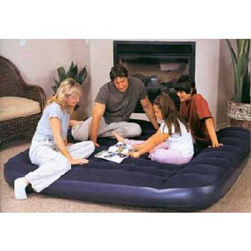 Easy Inflate Flocked Air Bed -  Double with Built in Pump