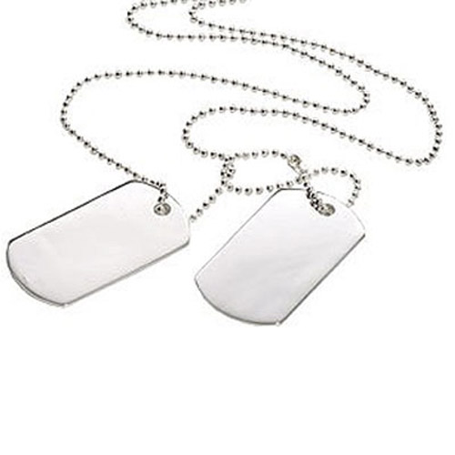 Army Style Dog Tags Set - Silver