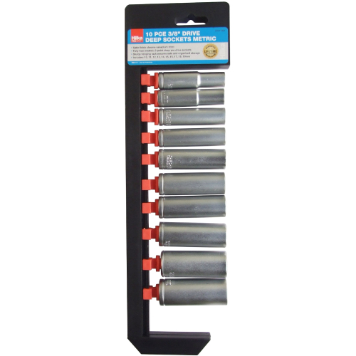 10 Pc 3/8inch Drive Square Deep Metric Socket Set - 10 To 19mm