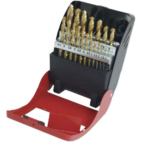 19pc HSS Titanium Nitride Drill Bit Set With Metal Case - 1-10mm