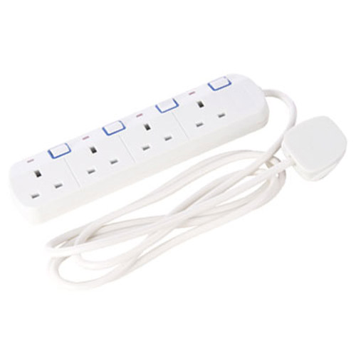 4 Way Individually Switched Energy Saving Extension Lead - 2M
