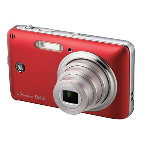 GE E840 8.0 Megapixel Digital Camera With Face Detection Red