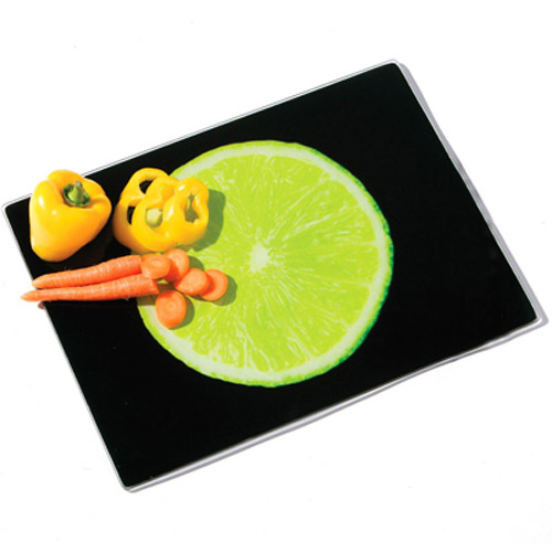 Chopping Board Glass Worktop Saver Lemon Lime 40x30cm Premier Black
