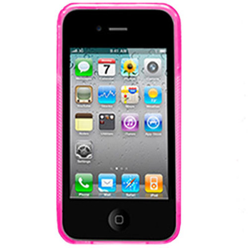 Gel Case with Grip Guides for Apple iPhone 4 - Hot Pink