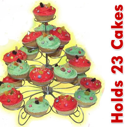 Silver Metal Cup Cake Stand - Holds 23 Cup Cakes!
