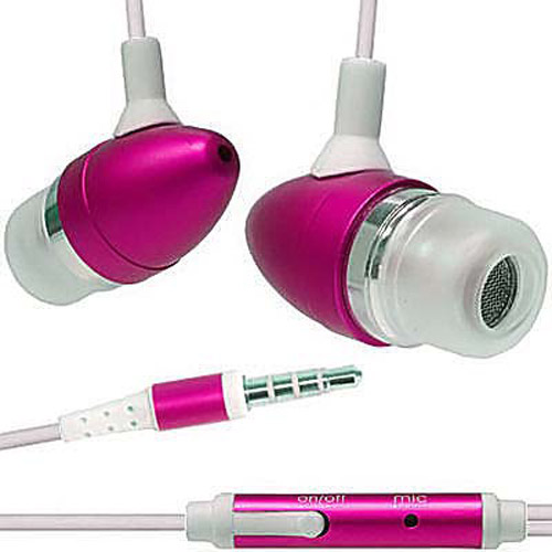 Iphone Earbuds  Microphone on Metal Sound Isolation Earphones Handsfree   Mic For Iphone Pink