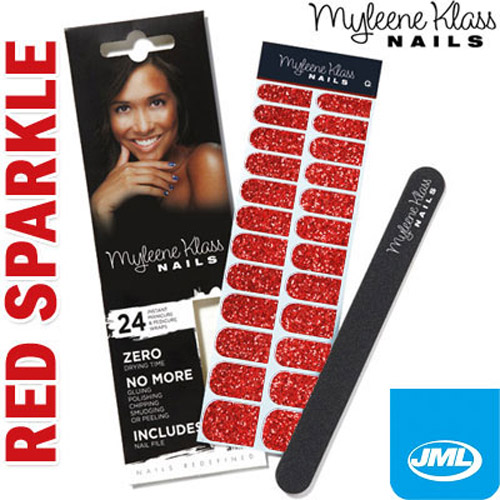 Myleen Klass Nails - 24 Wraps and Nail File - Red Sparkle