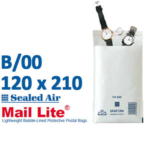 Mail Lite 120 x 210 White Bubble Lined Envelope B00 - Box of 100