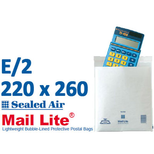 Mail Lite 220 x 260 White Bubble Lined Envelope E2 - Box of 100