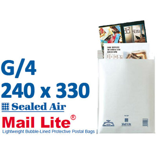 Mail Lite 240 x 330 White Bubble Lined Envelope G4 - Box of 50