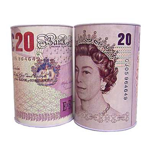 Large Novelty Metal Money Box Savings Tin Printed with �20 Note