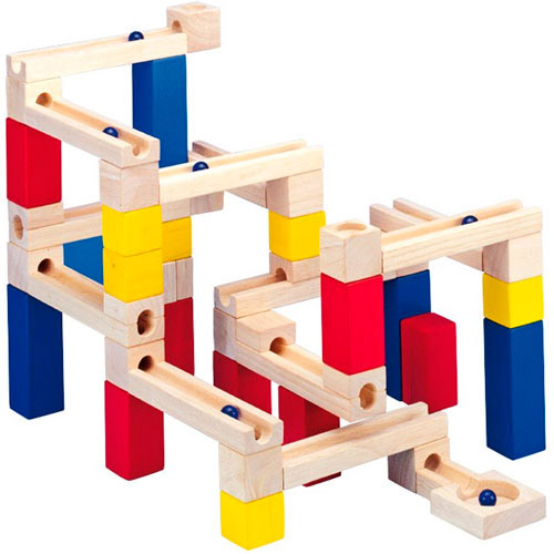 Brand NEW Children's Wooden Marble Run Stackable Tower Building Blocks Toy eBay