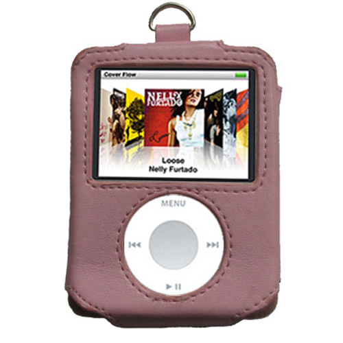 Leather Case Pouch for iPod Nano 3rd Generation & Strap - Pink