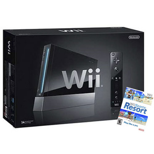 Black Nintendo Wii Console including Wii Sports Resort