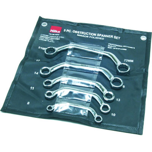 5pc Double Ended Obstructon Ring Spanner Set - 8 To 22mm